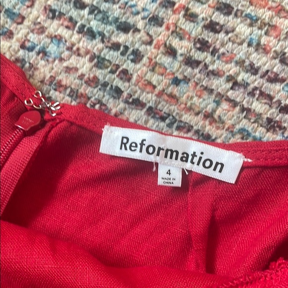 Reformation 100% Linen Red Mar Midi Halter Dress - Picture 7 of 10